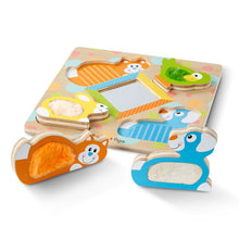 Load image into Gallery viewer, First Play Wooden Touch and Feel Puzzle Peek-a-Boo Pets With Mirror
