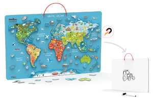 Magnetic World Puzzle + Dry Erase Board